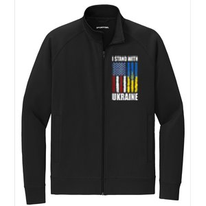 I Stand With Ukraine American Ukrainian Flag Cute Gift Stretch Full-Zip Cadet Jacket