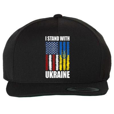 I Stand With Ukraine American Ukrainian Flag Cute Gift Wool Snapback Cap