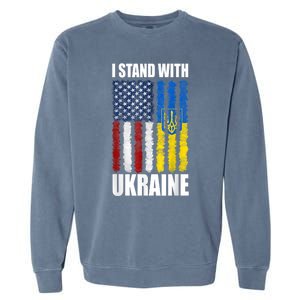 I Stand With Ukraine American Ukrainian Flag Cute Gift Garment-Dyed Sweatshirt