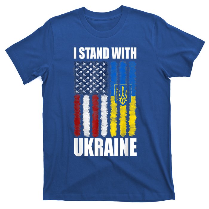 I Stand With Ukraine American Ukrainian Flag Cute Gift T-Shirt