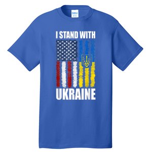 I Stand With Ukraine American Ukrainian Flag Cute Gift Tall T-Shirt