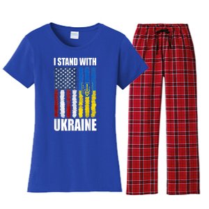 I Stand With Ukraine American Ukrainian Flag Cute Gift Women's Flannel Pajama Set