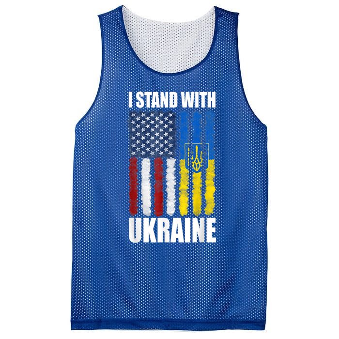 I Stand With Ukraine American Ukrainian Flag Cute Gift Mesh Reversible Basketball Jersey Tank