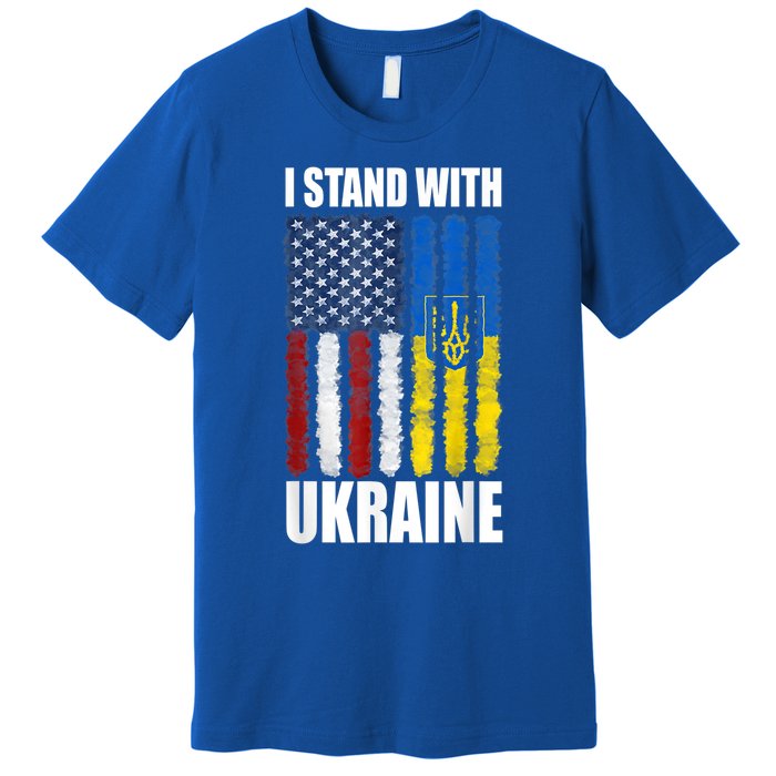 I Stand With Ukraine American Ukrainian Flag Cute Gift Premium T-Shirt