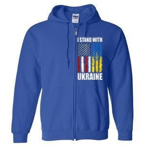 I Stand With Ukraine American Ukrainian Flag Cute Gift Full Zip Hoodie