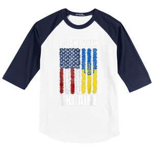 I Stand With Ukraine American Ukrainian Flag Cute Gift Baseball Sleeve Shirt