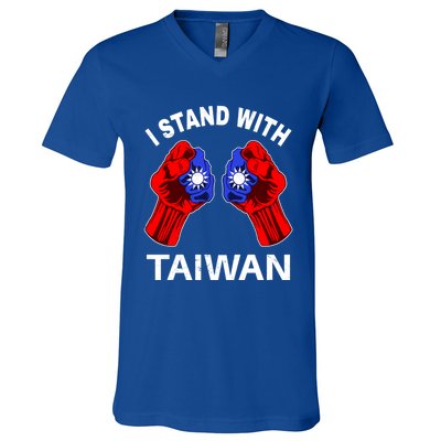 I Stand With Taiwan Pride Fist Cool Gift V-Neck T-Shirt