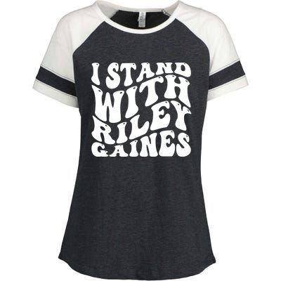 I Stand With Riley Gaines Enza Ladies Jersey Colorblock Tee