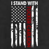 I Stand With Tucker Carlson American Flag Political 7 Panel Mesh Trucker Snapback Hat