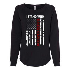 I Stand With Tucker Carlson American Flag Political Womens California Wash Sweatshirt