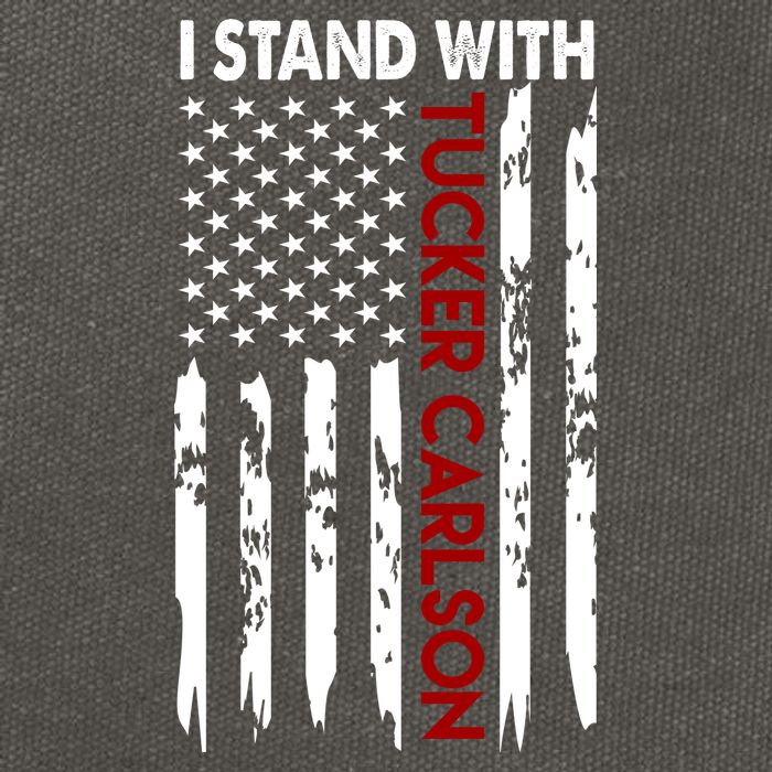 I Stand With Tucker Carlson American Flag Political Cotton Canvas Backpack