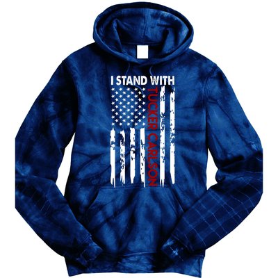 I Stand With Tucker Carlson American Flag Political Tie Dye Hoodie