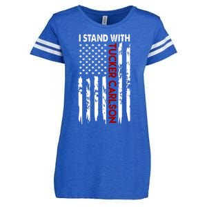 I Stand With Tucker Carlson American Flag Political Enza Ladies Jersey Football T-Shirt