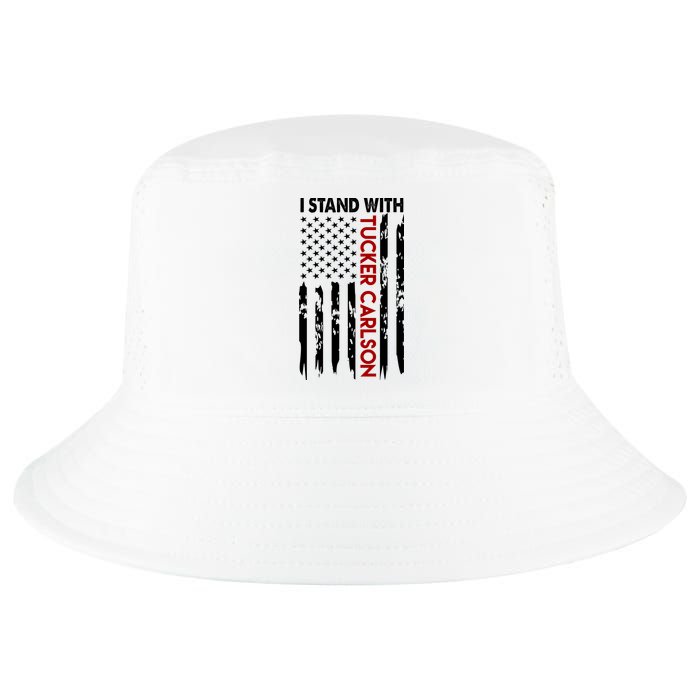 I Stand With Tucker Carlson American Flag Political Cool Comfort Performance Bucket Hat