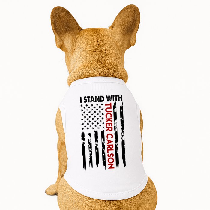 I Stand With Tucker Carlson American Flag Political Doggie Tank