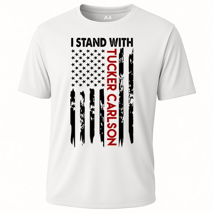 I Stand With Tucker Carlson American Flag Political Cooling Performance Crew T-Shirt