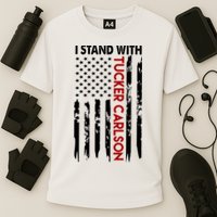 I Stand With Tucker Carlson American Flag Political Cooling Performance Crew T-Shirt