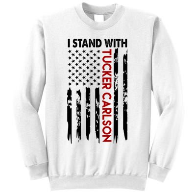 I Stand With Tucker Carlson American Flag Political Sweatshirt
