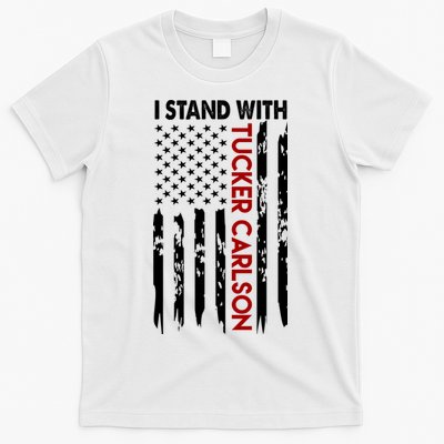 I Stand With Tucker Carlson American Flag Political T-Shirt