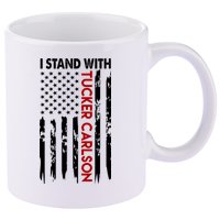 I Stand With Tucker Carlson American Flag Political 11oz C Handle Ceramic Mug