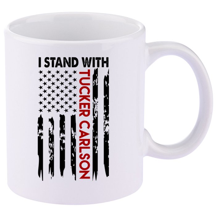 I Stand With Tucker Carlson American Flag Political 11oz C Handle Ceramic Mug