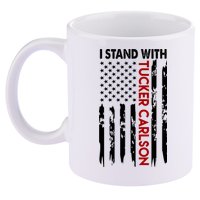 I Stand With Tucker Carlson American Flag Political 11oz C Handle Ceramic Mug