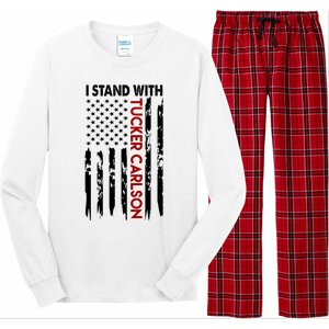 I Stand With Tucker Carlson American Flag Political Long Sleeve Pajama Set