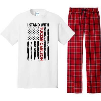 I Stand With Tucker Carlson American Flag Political Pajama Set