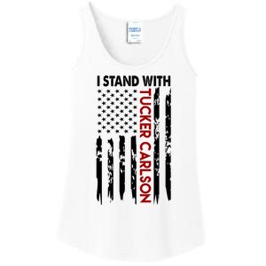 I Stand With Tucker Carlson American Flag Political Ladies Essential Tank