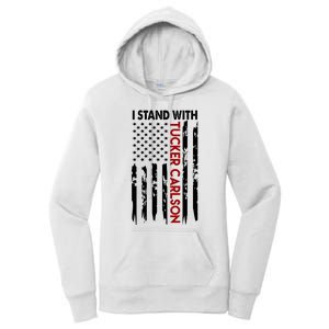 I Stand With Tucker Carlson American Flag Political Women's Pullover Hoodie