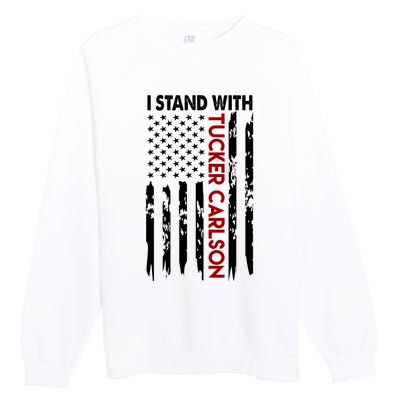 I Stand With Tucker Carlson American Flag Political Premium Crewneck Sweatshirt