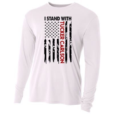 I Stand With Tucker Carlson American Flag Political Cooling Performance Long Sleeve Crew