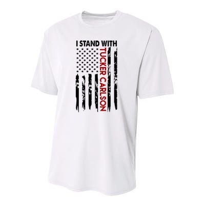 I Stand With Tucker Carlson American Flag Political Youth Performance Sprint T-Shirt