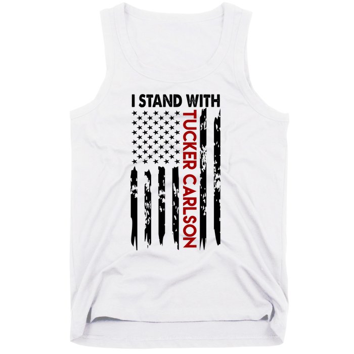 I Stand With Tucker Carlson American Flag Political Tank Top