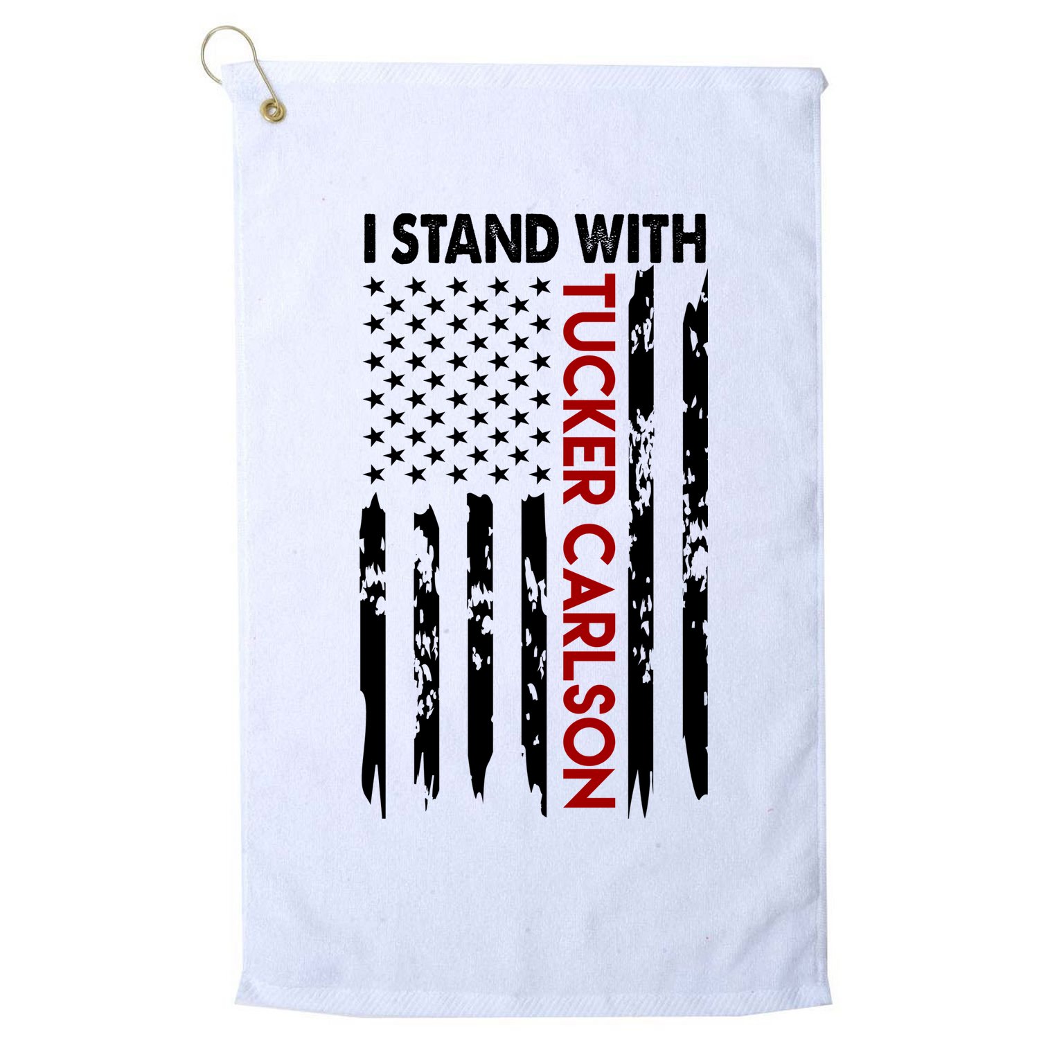 I Stand With Tucker Carlson American Flag Political Golf Towel