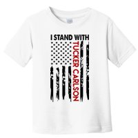 I Stand With Tucker Carlson American Flag Political Toddler T-Shirt