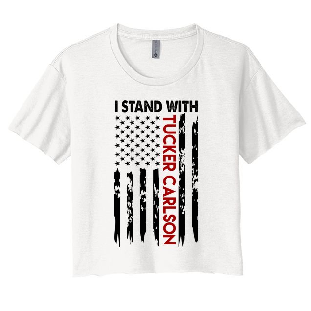 I Stand With Tucker Carlson American Flag Political Crop Top