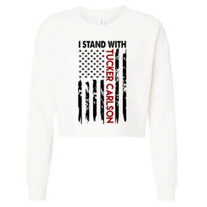 I Stand With Tucker Carlson American Flag Political Cropped Pullover Crew