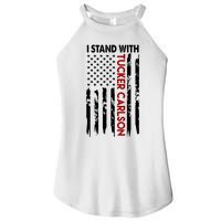 I Stand With Tucker Carlson American Flag Political Women's Perfect Tri Rocker Tank