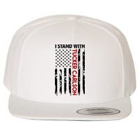 I Stand With Tucker Carlson American Flag Political Wool Snapback Cap
