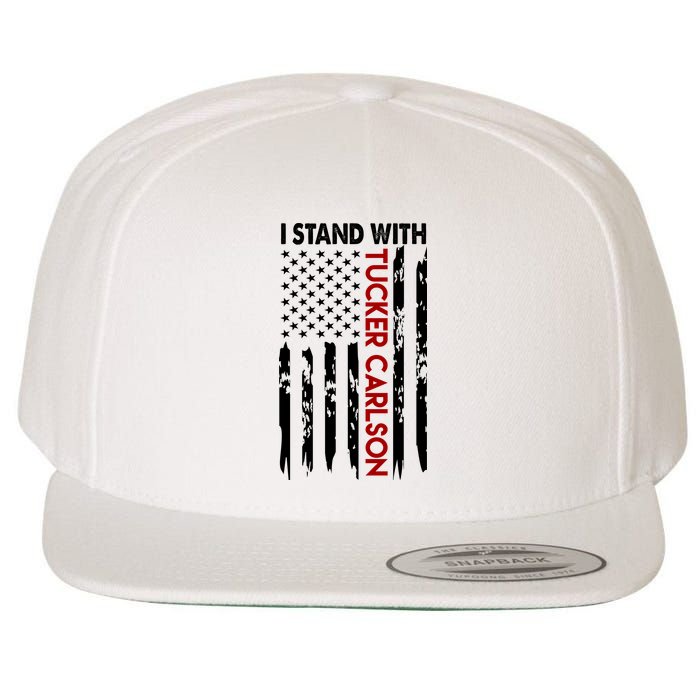 I Stand With Tucker Carlson American Flag Political Wool Snapback Cap