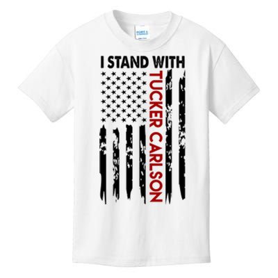 I Stand With Tucker Carlson American Flag Political Kids T-Shirt