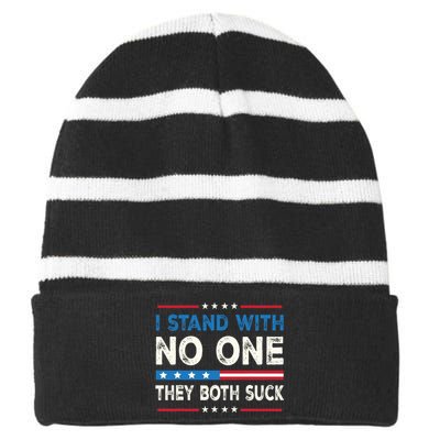 I Stand With No One They Both Suck 2024 Striped Beanie with Solid Band