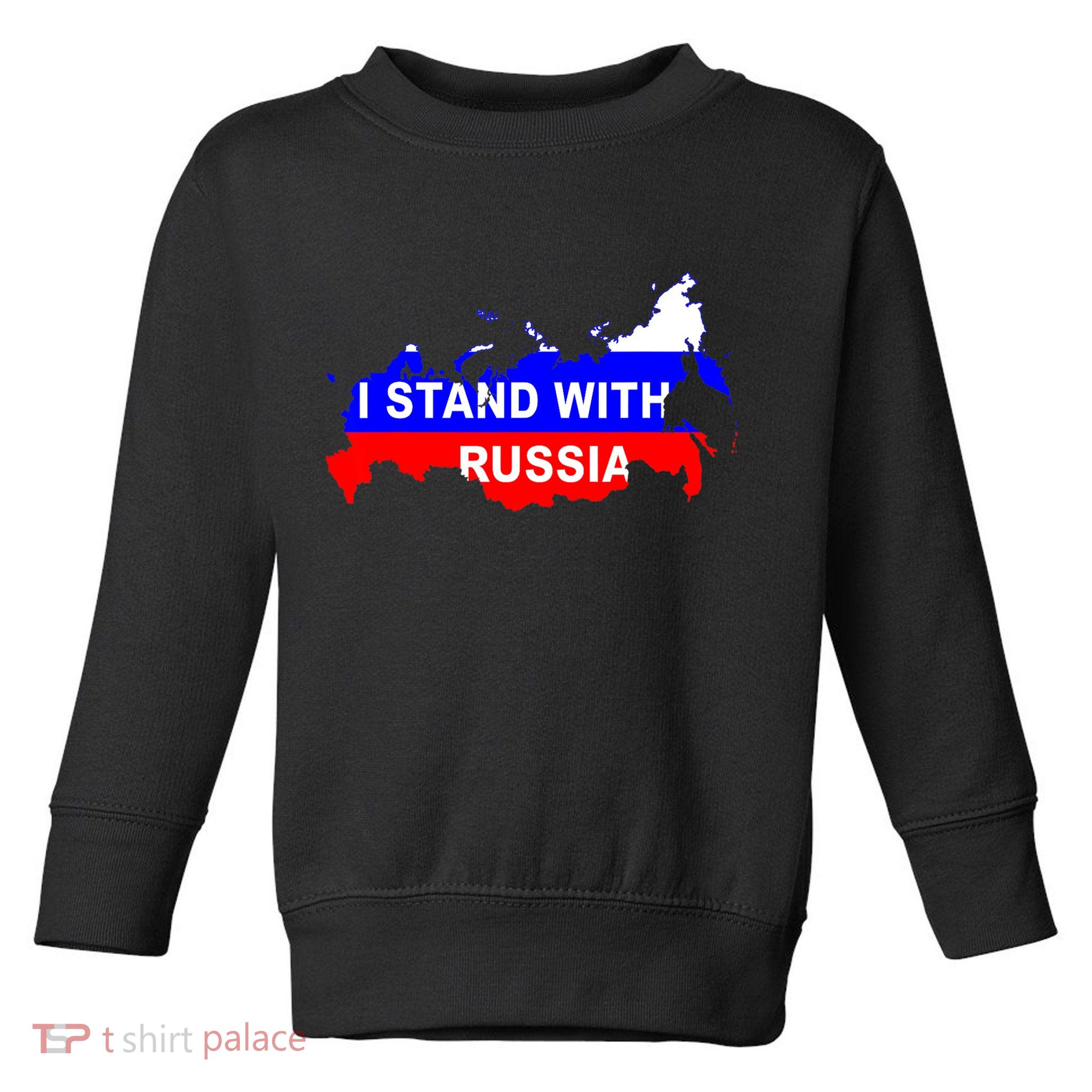 I Stand With Russia Support Russia Russian Flag Toddler Sweatshirt