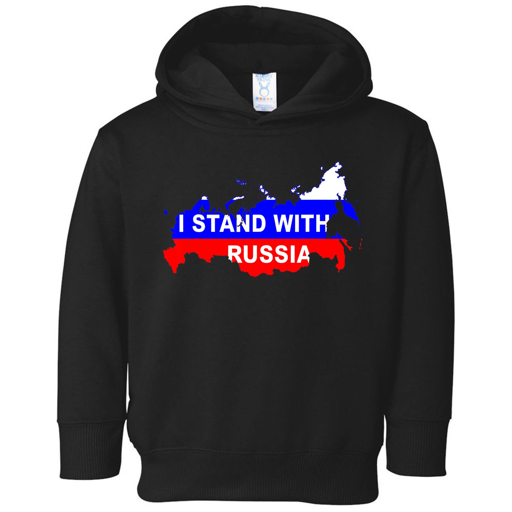 I Stand With Russia Support Russia Russian Flag Toddler Hoodie