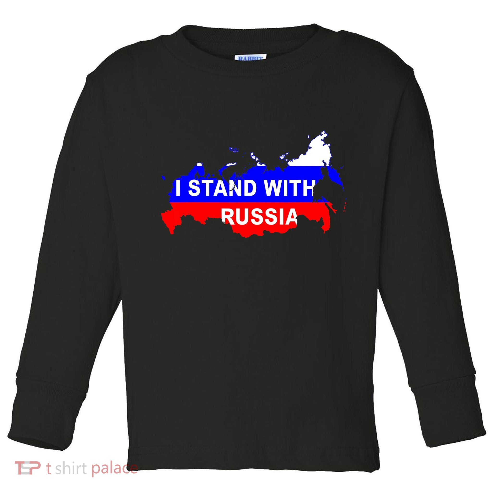 I Stand With Russia Support Russia Russian Flag Toddler Long Sleeve Shirt