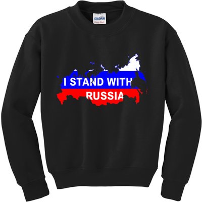 I Stand With Russia Support Russia Russian Flag Kids Sweatshirt