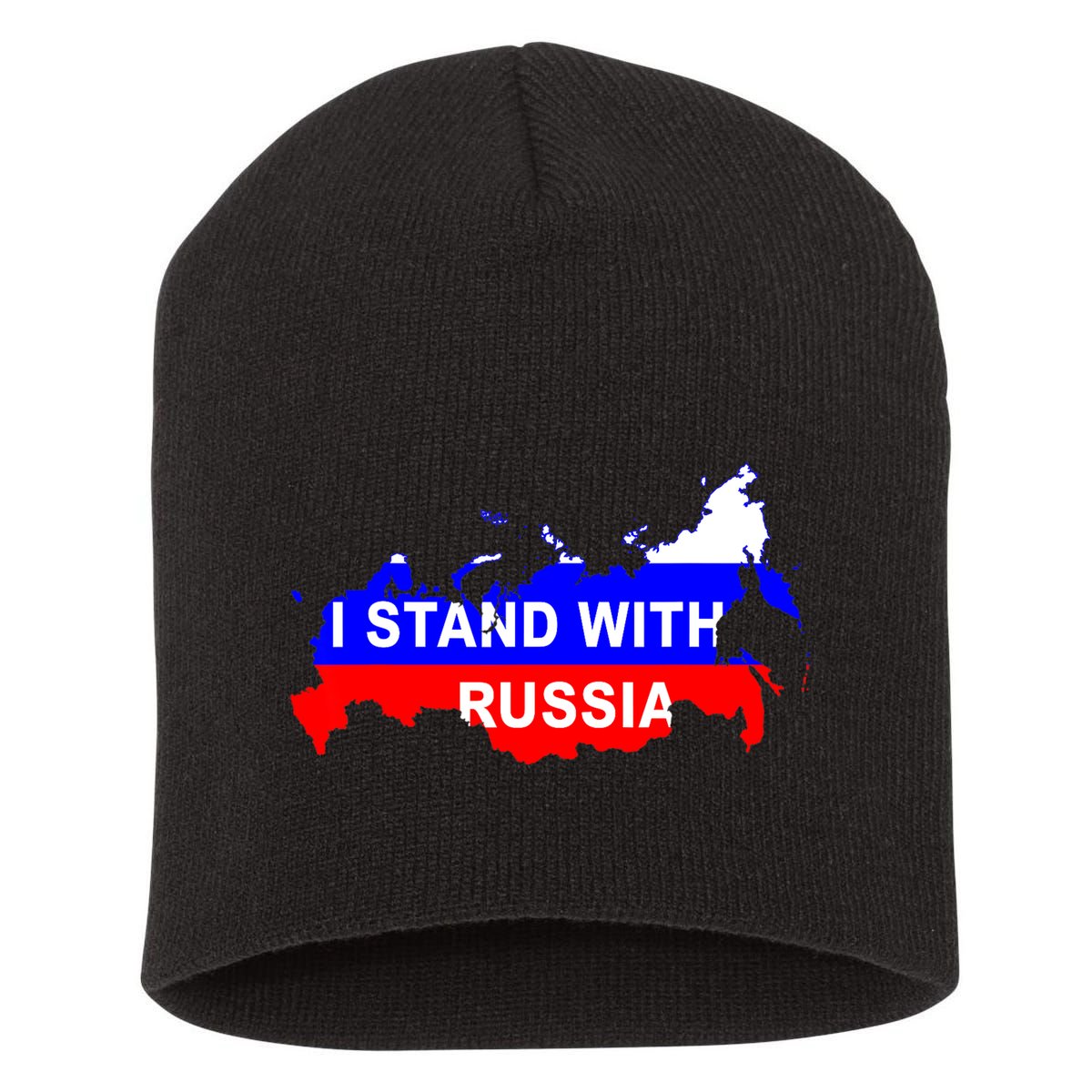 I Stand With Russia Support Russia Russian Flag Short Acrylic Beanie