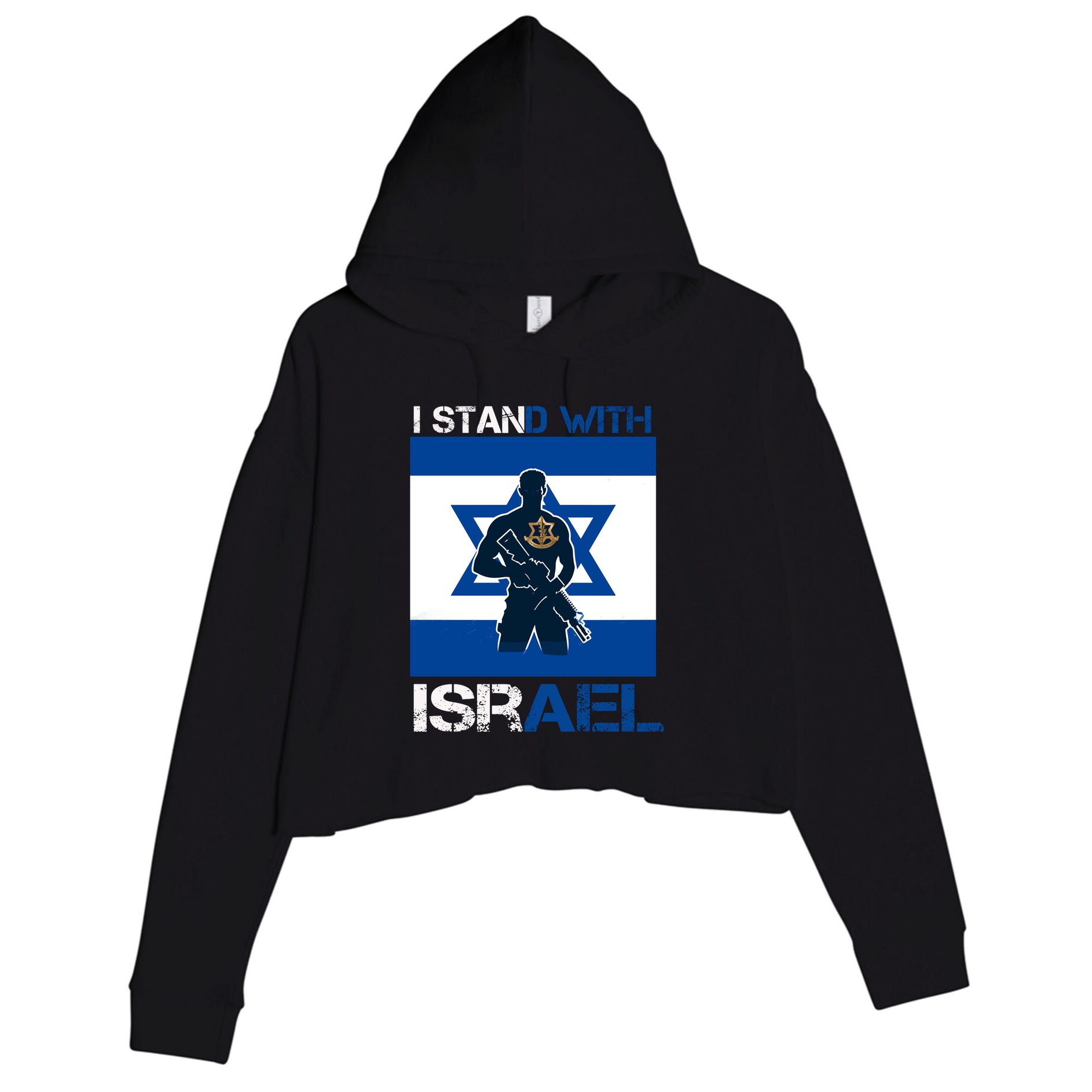 I Stand With Israel Support Israel Love Israeli Idf Crop Fleece Hoodie