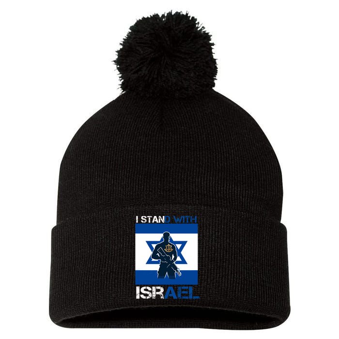 I Stand With Israel Support Israel Love Israeli Idf Pom Pom 12in Knit Beanie